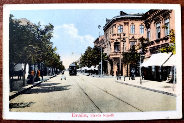 Braila - Strada Regala - 1914 - color, animata, printata, circulata, timbru