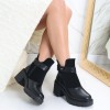 Ghete Dama Imblanite Piele Ecologica Neagra Polia, Toc 8cm, Platforma 2.5cm, Marimea 37, Interior Calduros
