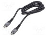 Cablu USB C USB 3.2 GEMBIRD 1,5m negru 20Gbps textil