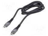 Cablu USB C USB 3.2 GEMBIRD 1,5m negru 20Gbps textil