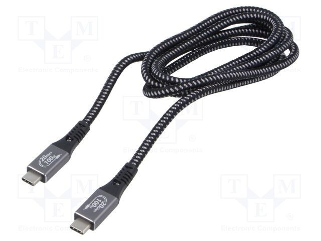 Cablu USB C USB 3.2 GEMBIRD 1,5m negru 20Gbps textil