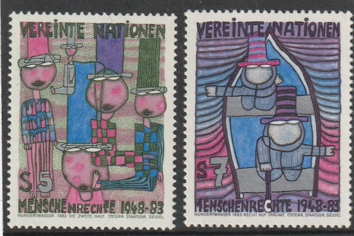 Natiunile Unite Vienna 1983-Drepturile omului,2 valori,dantelate,MNH,Mi.36-37