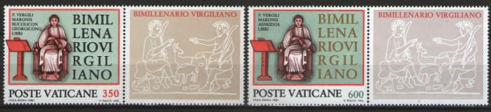 Vatican 1981 - poetul P. Vergili, serie neuzata cu vinieta dreapta