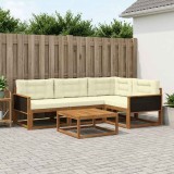vidaXL Set de canapele de exterior cu pernă 5 pcs Natural și Crem 3382533