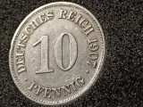 10 pfennig 1907 E (in capsula), stare aUNC [poze]. Discount conform descriere [10 - 20 %. Vezi descrierea.].