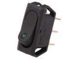 Rocker SPST ON-OFF 25A/12VDC negru cu LED 50m&Omega;