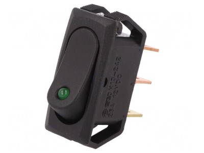 Rocker SPST ON-OFF 25A/12VDC negru cu LED 50m&amp;Omega; foto