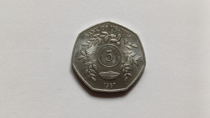 Uganda- 5 Shillings 1987-UNC