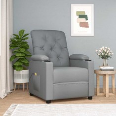 vidaXL Fotoliu de masaj, gri deschis, material textil foto