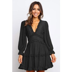E1038-1 Rochie casual eleganta cu volanase si decupaj la spate