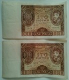 Lot 2 bancnote consecutive - Polonia - 100 Zlotych 09-11-1934