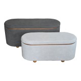 Cumpara ieftin Set 2 tabureti cu spatiu depozitare Tara Pako World Gri deschis 110x45x48 cm