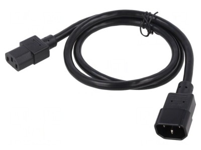 Cablu Alimentare 1m Negru 3x18AWG IEC C13-C14 10A foto