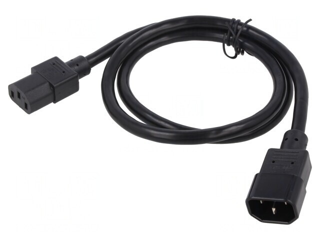 Cablu Alimentare 1m Negru 3x18AWG IEC C13-C14 10A