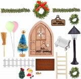 Set de 18 mini decoratiuni de Craciun Yizemay, lemn/plastic, multicolor