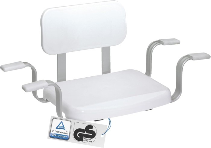 Scaun De Baie Cu Fixare Pe Cada, Cu Spatar, Aluminiu/Plastic, 78 X 34 X 34 Cm - CN