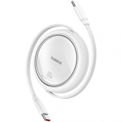 Cablu Date si Incarcare USB-C - USB-C Baseus Free2Draw Mini Retractable, 100W, 1m, Alb P10364500211-00 foto