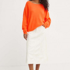 American Vintage pulover din amestec de lana femei, culoarea portocaliu, light