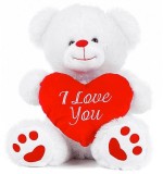 Ursulet de Plus Alb cu Inima Rosie I Love You 27 cm