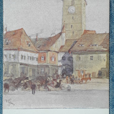 78 - Sibiu Turnul orasului / Theodor Lassy carte postala Nagyszeben,Hermanstadt