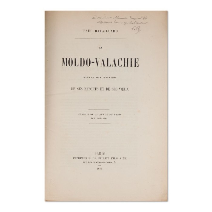 La Moldo-Valachie dans la manifestation de ses efforts et de ses v&oelig;ux si Les Principaut&eacute;s de Moldavie et de Valachie devant le congr&egrave;s, cu dedicația l