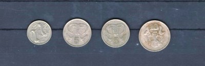 CIPRU - 2, 5, 10 CENTI. LOT 4 MONEDE DUPA 1980, VF foto