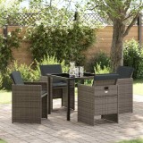VidaXL Set de masă pentru grădină cu pernă 5 pcs Gri Rattan poli