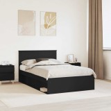 vidaXL Cadru de pat cu headboard Negru 135 x 190 cm Lemn compozit 3407887