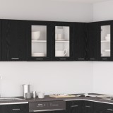 Gossi dulap din sticla negru din stejar suspendat 80x31x60 cm fabricat din lemn prelucrat