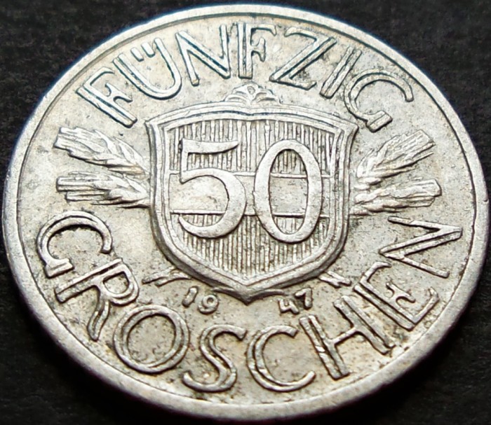 Moneda 50 GROSCHEN - AUSTRIA, anul 1947 * cod 892 A