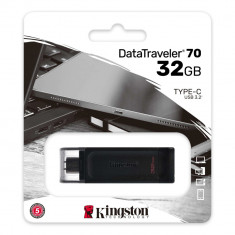 Memorie USB KINGSTON, 32Gb Datatraveler 70 Negru,Type C, USB 3.2 + Ambalaj Retail foto