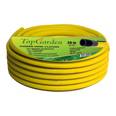 Furtun de gradina Top Garden, 3 straturi, 3/4 inch, 20 m, 25 bar, poliester, Galben foto