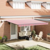 vidaXL Marchiză retractabilă manuală cu LED Dungi roșii și albe 450x350 cm