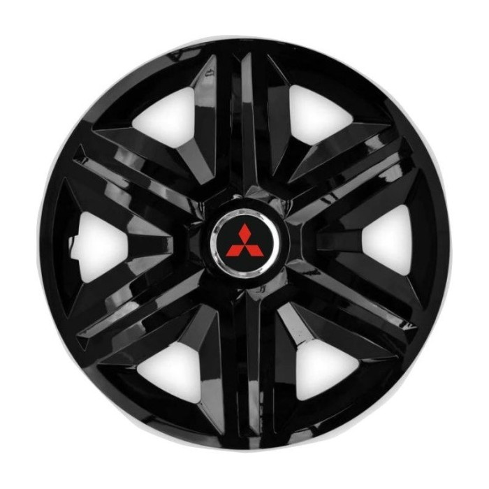 Set 4 capace roti hubcaps fast black R15 Compatibil Cu Mitsubishi