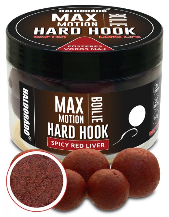 Haldorado - Boilies de carlig MAX MOTION Boilie Hard Hook Wafter 24, 30 mm, 150g - Ficat Rosu Condimentat