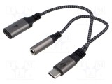 Cablu Jack 3,5mm și USB C 0,15m Goobay