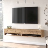 Fernsehtisch Laitila mit 2 Ablagef&auml;chern 180 x 31,5 x 29,5 cm Eiche rustikal [en.casa] HausGarden Leisure, [en.casa]