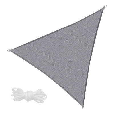 Copertina parasolar, Springos, triunghiulara, cu sfori pentru montare, geanta, inele metalice, gri, 5x5x5 m foto