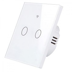 Intrerupator inteligent cu touch, Wifi, 2 canale, 10A, Alb