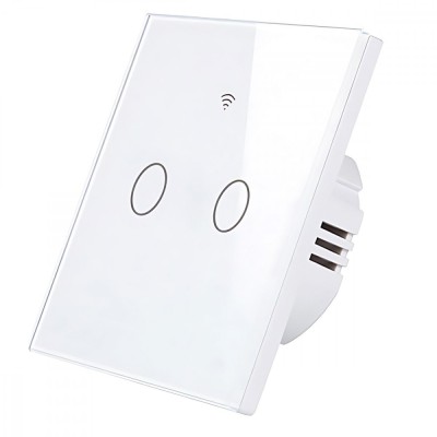 Intrerupator inteligent cu touch, Wifi, 2 canale, 10A, Alb foto