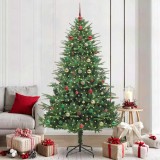 vidaXL Brad de Crăciun artificial pre-luminat cu set de bile Verde 3395365