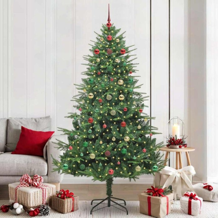 vidaXL Brad de Crăciun artificial pre-luminat cu set de bile Verde 3395365