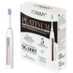 Periuta de dinti electrica VITAMMY Platinum, 96000 vibratii/min, 5 moduri de periaj, 2 capete incluse (Alb)
