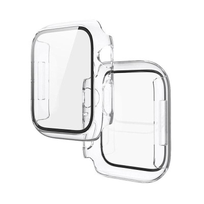 Husa de protectie Hoco 45mm cu sticla pentru Apple Watch 7/8 WS3 - Transparenta foto
