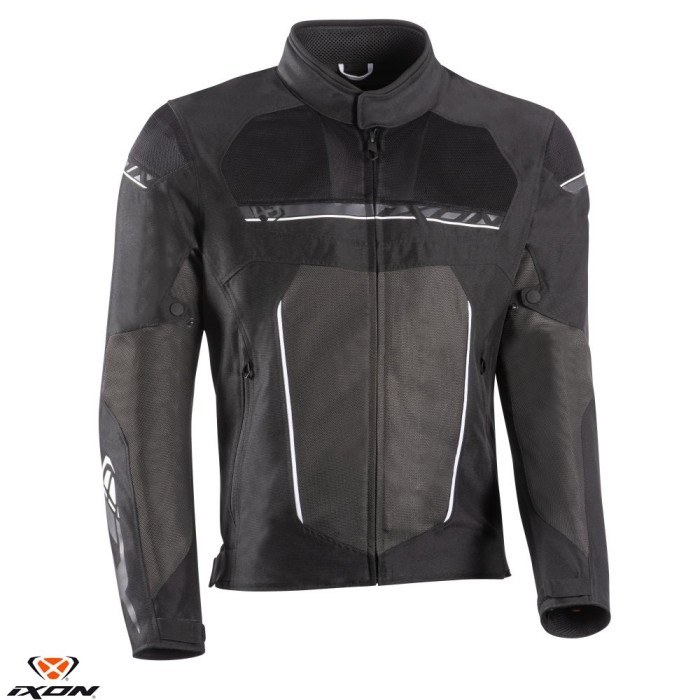 Geaca (jacheta) barbati pentru scuter - motocicleta Racing/Roadster Ixon All season model T-Rex MS culoare: negru/alb/gri Negru/alb/gri M