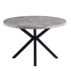 Masa cu blat rotund din mdf gri carbon si picioare metal negru Medor 120x76 cm