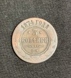 Moneda 3 copeici 1874 Rusia