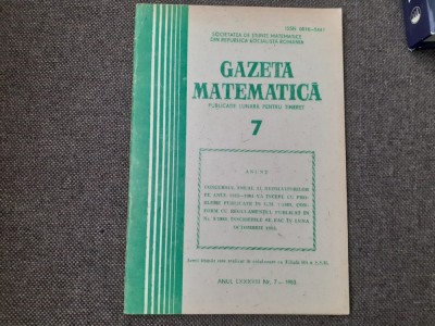 GAZETA MATEMATICA NR 7/1983 foto