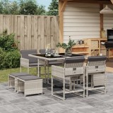 VidaXL Set mobilier grădină cu perne, 9 piese, gri deschis, poliratan 3278086