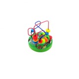 Joc educativ din lemn, labirint cu bile pe sarma, Traffic around the beads, multicolor, 9 x 10 cm, Oem